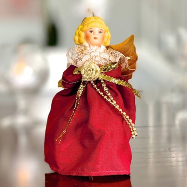 VINTAGE: Angel Ornament - Christmas Doll Ornament - Fabric Angel - Holiday Christmas Angel - SKU 00040091 