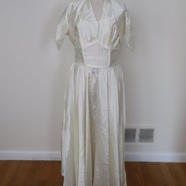 1950's Silk Taffeta 2 Piece Halter Dress W/ Bolero