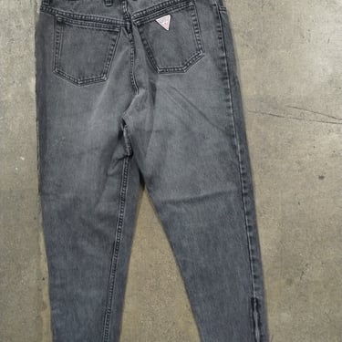 29x27 90s Guess Black Wash Tapered Zip Seam Baggy Jeans Cotton Workwear Jeans Medium Wash Tapered High Waisted  Hip Hop Streetwear 