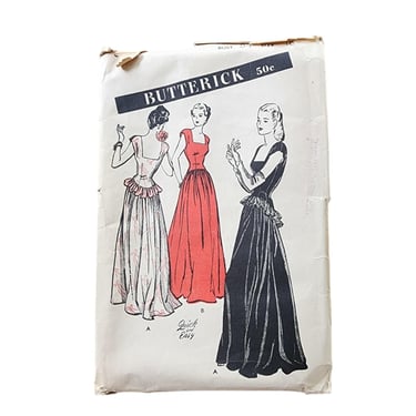 Vintage 40s Sewing Pattern: Dance Dress Butterick 3836 Size 34 Complete/Unused 