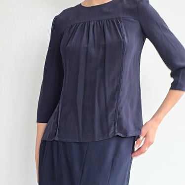 Prada Navy Silk Blouse (M)