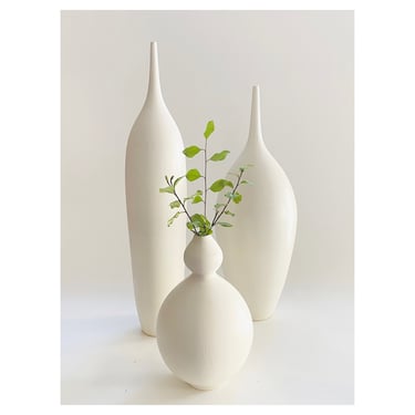 SHIPS NOW- Seconds Sale- 3 Large Stoneware Vases in White Matte by Sara Paloma - Handmade Studio Pottery 