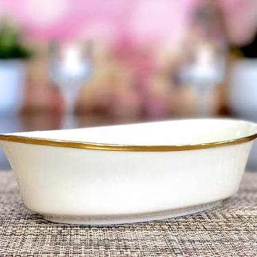 VINTAGE: Lenox Eternal Oval Vegetable Bowl - Ivory Porcelain - Tableware - Holidays - Wedding Gold Rings Unbroken Eternal Bond 