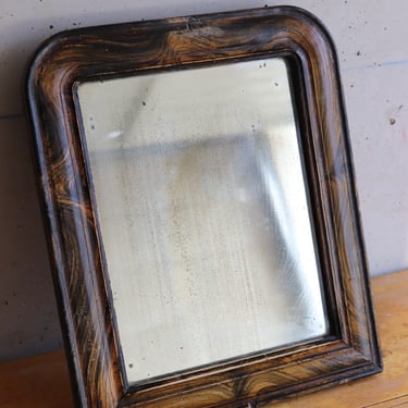 antique french &quot;petite&quot; wood grain louis philippe mirror