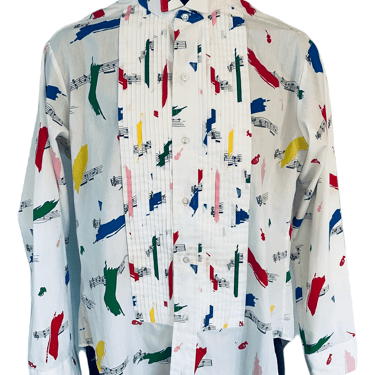 1980's Splatter Paint Music Note Tuxedo Shirt