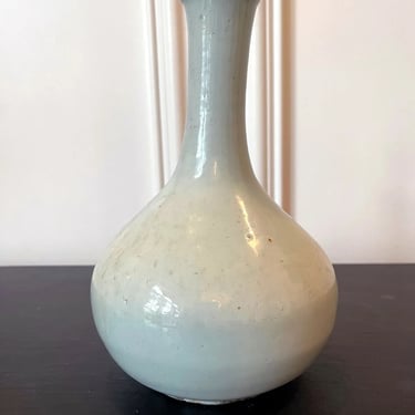 Antique Korean Ceramic White Glazed Bottle Vase Joseon Dynasty