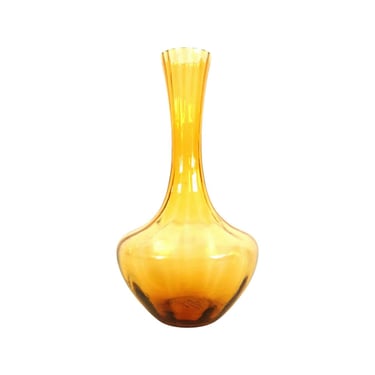 Mid century modern vintage empoli Italian glass vase bottle amber 