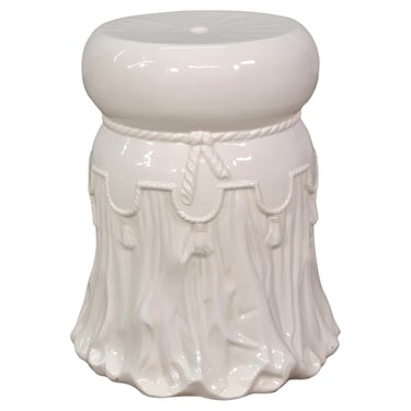 Italian White Glazed Ceramic Garden Stool or Drink Table 