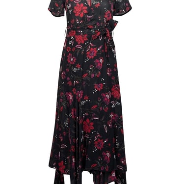 A.L.C. -  Black & Red Floral Wrap Dress Sz 0