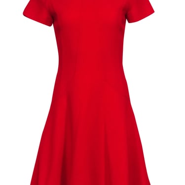Oscar de la Renta - Red Short Sleeve A-Line Dress Sz 4