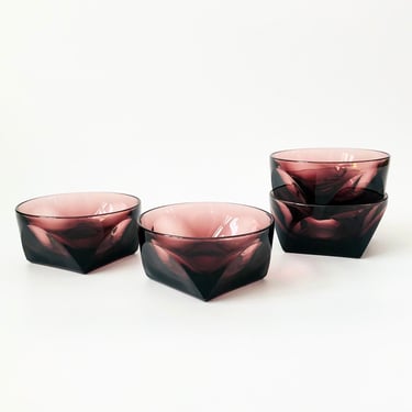 Amethyst Glass Bowls - Set of 4 