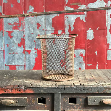 Vintage Nemco 'The Northwestern Expanded Metal Co' Industrial Garbage Can Waste Basket 