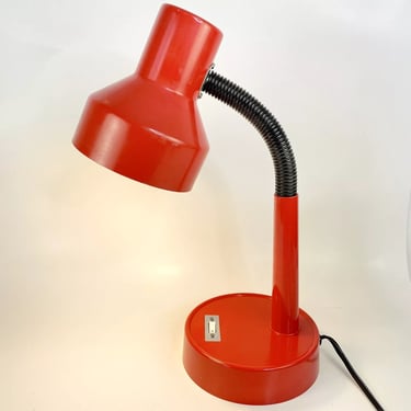 Red Vintage Modern 80s / 90s Gooseneck Desk Lamp WORKS MCM