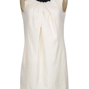 Moschino Cheap & Chic - Ivory Sleeveless Swing Dress w/ Black Beaded Collar Sz 8