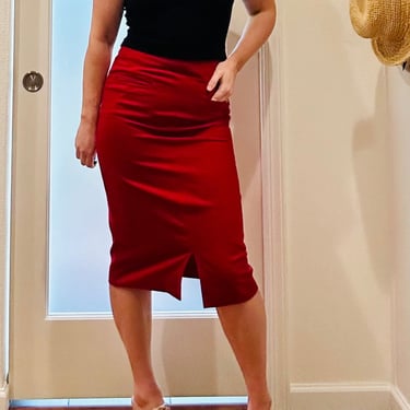 Vintage wool pencil skirt with front slit 