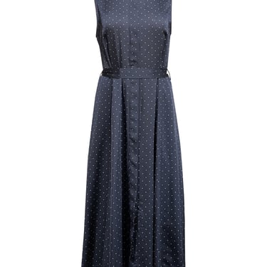 Equipment - Navy w/ White Polka Dot Print Sleeveless Dress Sz 8