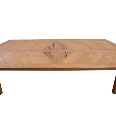 Contemporary Modern Custom Made Pecky Cypress Coffee Table w Geometric Design 