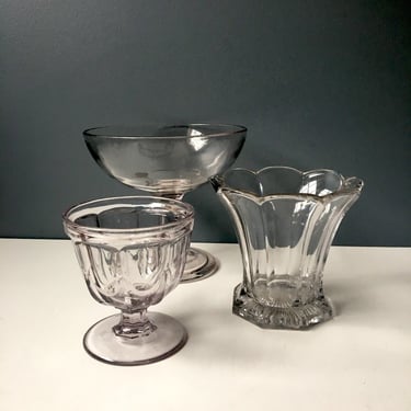 Antique EAPG serving pieces - group of 3 - colorless glass 