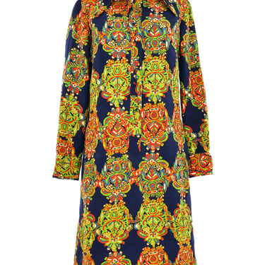 1970s Lanvin Psychedelic Printed Shirt Dress