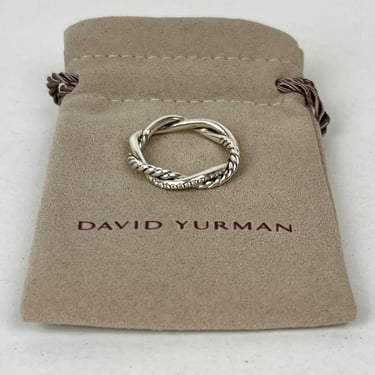 David Yurman Infinity Twisted Ring with Pavé Diamonds in Sterling Silver, Size 8