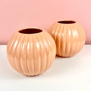 Haeger Ribbed Ball Vase (2 Available, Sold Separately) 