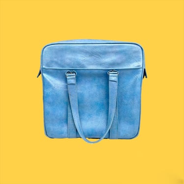 Vintage Samsonite Bag Retro 1970s Royal Traveler Medalist + Blue Vinyl + Luggage or Carry On + Overnight Bag + Top Handles + Accessory 