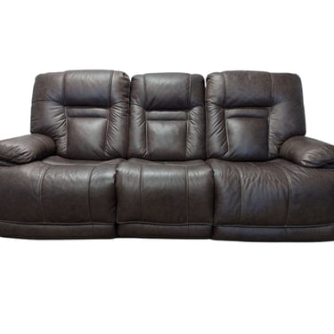 Dark Brown Leather 3-Seat Recliner w/ USB Port