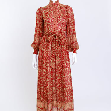 Floral Silk Peasant Dress