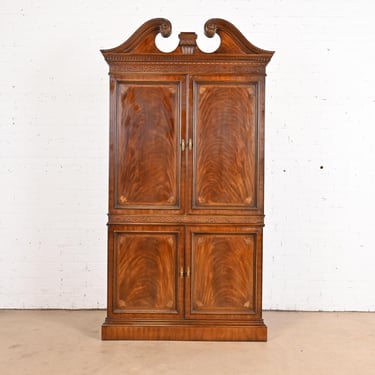 Drexel Heritage Georgian Carved Flame Mahogany Armoire Dresser or Linen Press