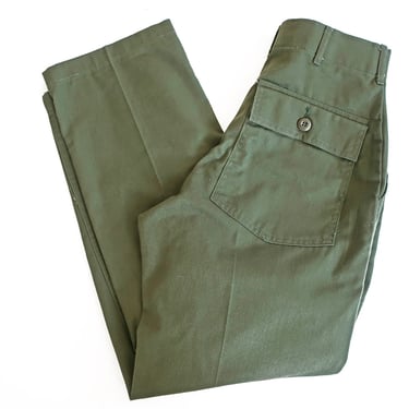 vintage army pants / OG 107 pants / 1970s US Army high waist green baker pants OG 107 trousers 27 