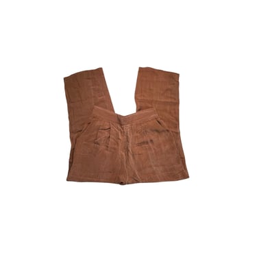 Vintage Women's AKF Brown Silk Like Rayon Wide Leg High Waisted Pants, Size PL 