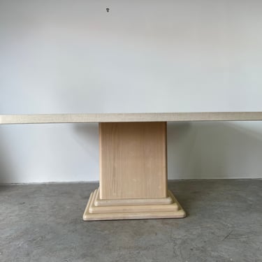 80's Postmodern- Style Grasscloth Top Dining Table 