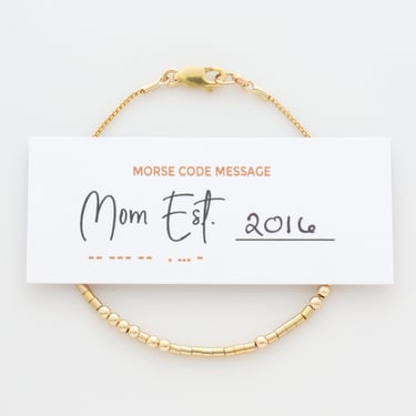 Mom Est. Bracelet, Custom Mom Established Bracelet, New Mom Gift, Morse Code Bracelet, Gift For Her, 14k Gold Filled or Sterling Silver 
