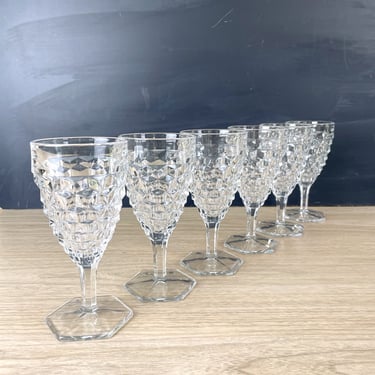 Fostoria American water goblets - set of 6 - hexagonal base 