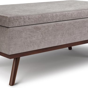 Owen 42&quot; Coffee Table Storage Ottoman in Vegan Taupe/Grey Leather FFW258-645