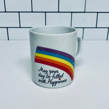Vintage Retro Rainbow Happiness Mug, Retro Rainbow, Coffee Mug, Avon Mug, 1980s Mug 