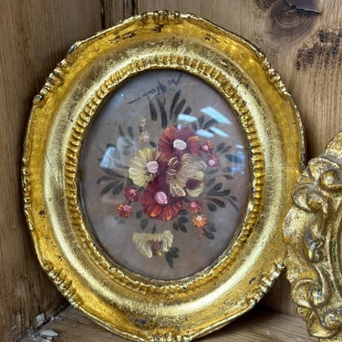 Original Tiny Floral Vintage Painting 