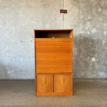 Danish Tambour Door Teak Cabinet By Clausen Mobler