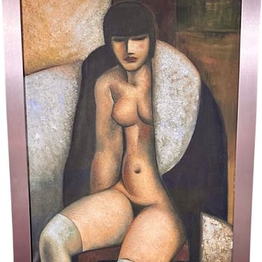 Cubist Female Art Deco Style Canvas Original Painting