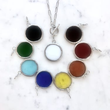 Three Interchangeable Pendant Necklace | Glass Necklace | Stained Glass Pendant | Stained Glass Necklace | Interchangeable Pendants 