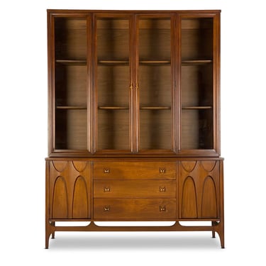 Broyhill Brasilia Glass Breakfront Hutch and Base, Circa 1960s - *Please ask for a shipping quote before you buy. 