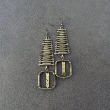 Industrial bronze and hematite earrings 