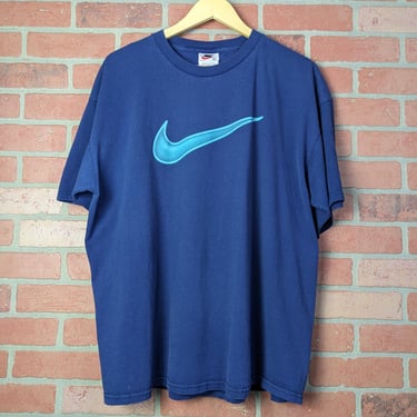 Vintage 90s Nike Big Swoosh Check ORIGINAL Sports Tee - Extra Large 