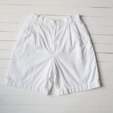 high waisted shorts | 90s vintage white cotton khaki pleated shorts 