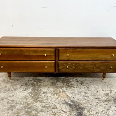 Vintage 1960s Mid Century Modern Low Slung Four Drawer Storage Cabinet Dresser 