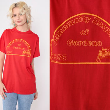 Community Hospital of Gardena Shirt Vintage 1985 Memorial Hospital T Shirt 80s California TShirt 1980s Red Graphic Hanes Medium 