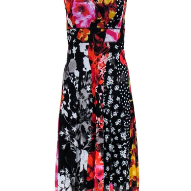 Fuzzi - Black w/ Multi-Colored Floral Print Maxi Dress Sz S