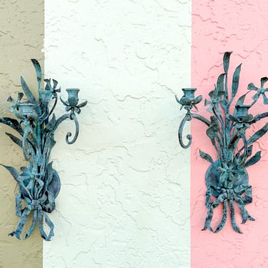 Pair of Pretty Patina Wall Sconces