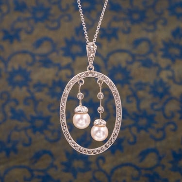 Antique Rose-Cut Diamond & Pearl Pendant c1900