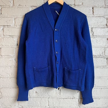 Med, Vintage 1930s 1940s Blue Wool Cardigan Sweater, As Is 